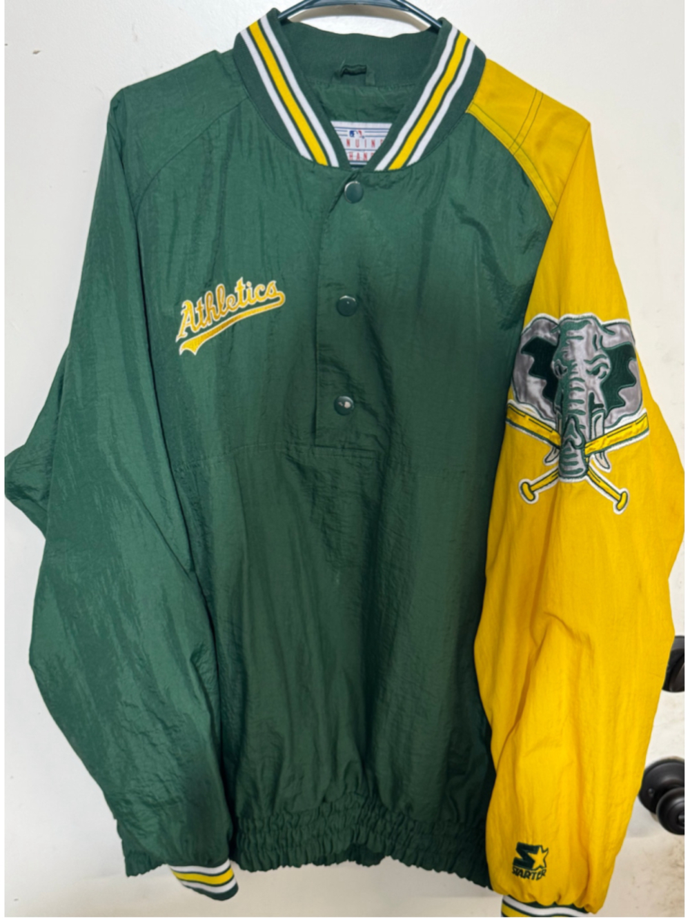 Men's Starter Oakland Athletics MLB Varsity Jacket XL Green Yellow